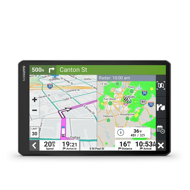 Garmin RV 1095 directions and other information on screen