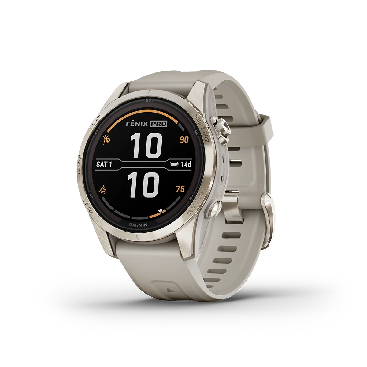 fenix 7S Pro Sapphire Solar Edition in Soft Gold with Light Sand Band