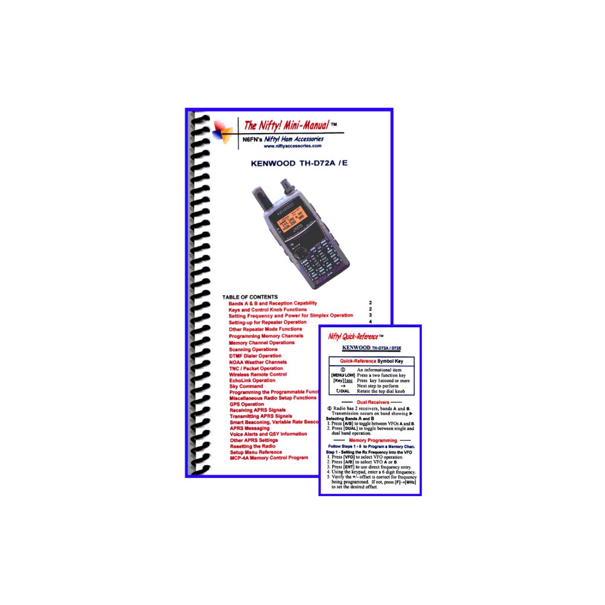 Amateur Radio Books Nifty Mini Manual and Card Combo for Kenwood THD72A GPSCentral.ca