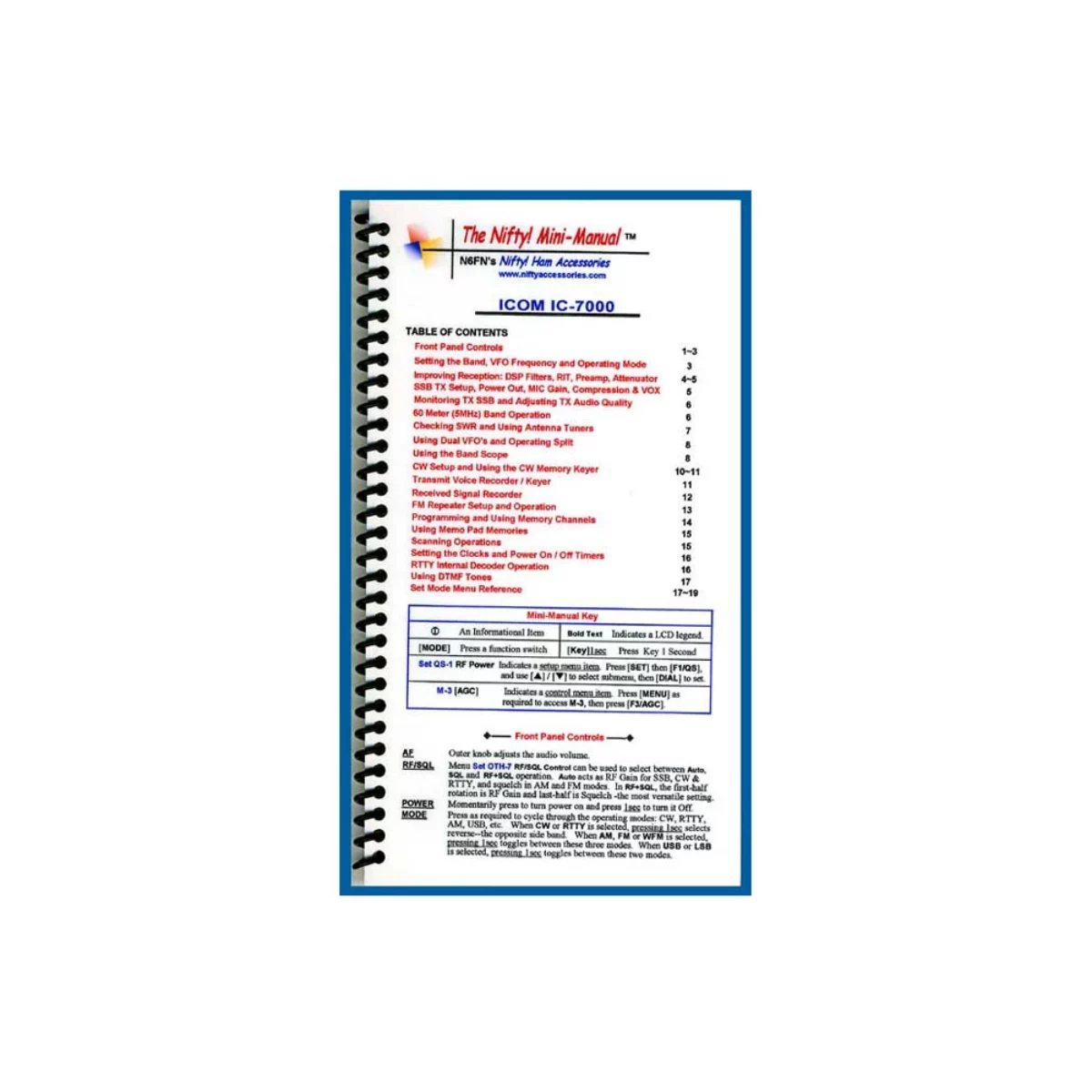Amateur Radio Books Nifty IC7000 Mini Manual GPSCentral.ca