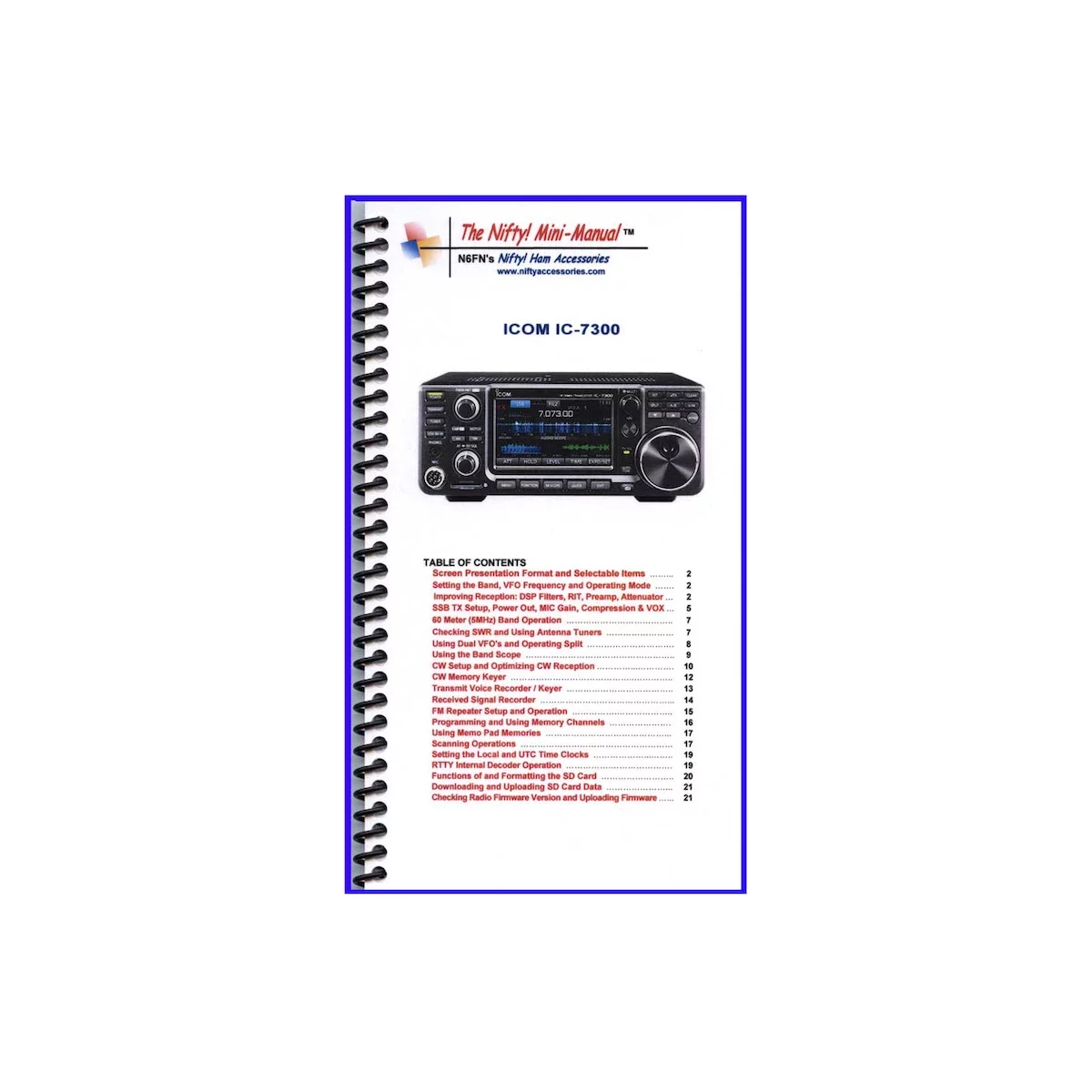 Amateur Radio Books Nifty Mini Manual for IC7300 (MMIC7300
