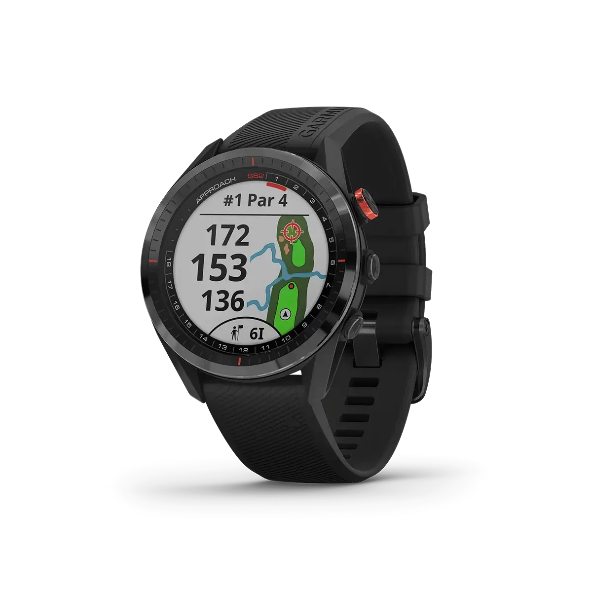 Garmin Approach S62 in black with left hand view
