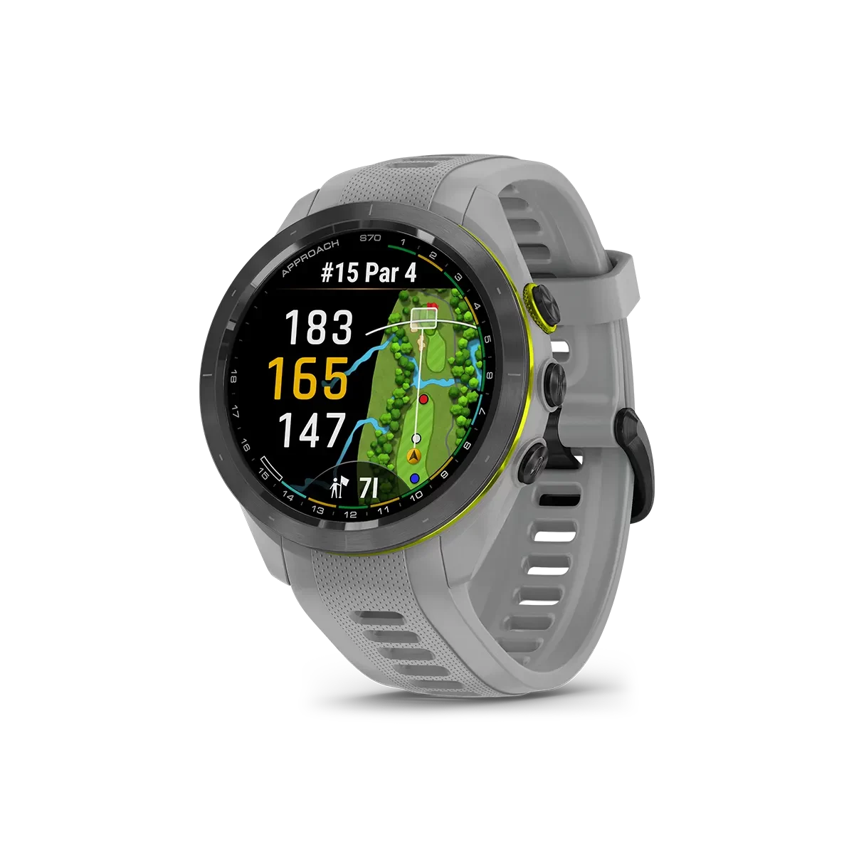 Approach S70 - 42 mm - Black Ceramic Bezel with Powder Gray Silicone Band - plays like distance