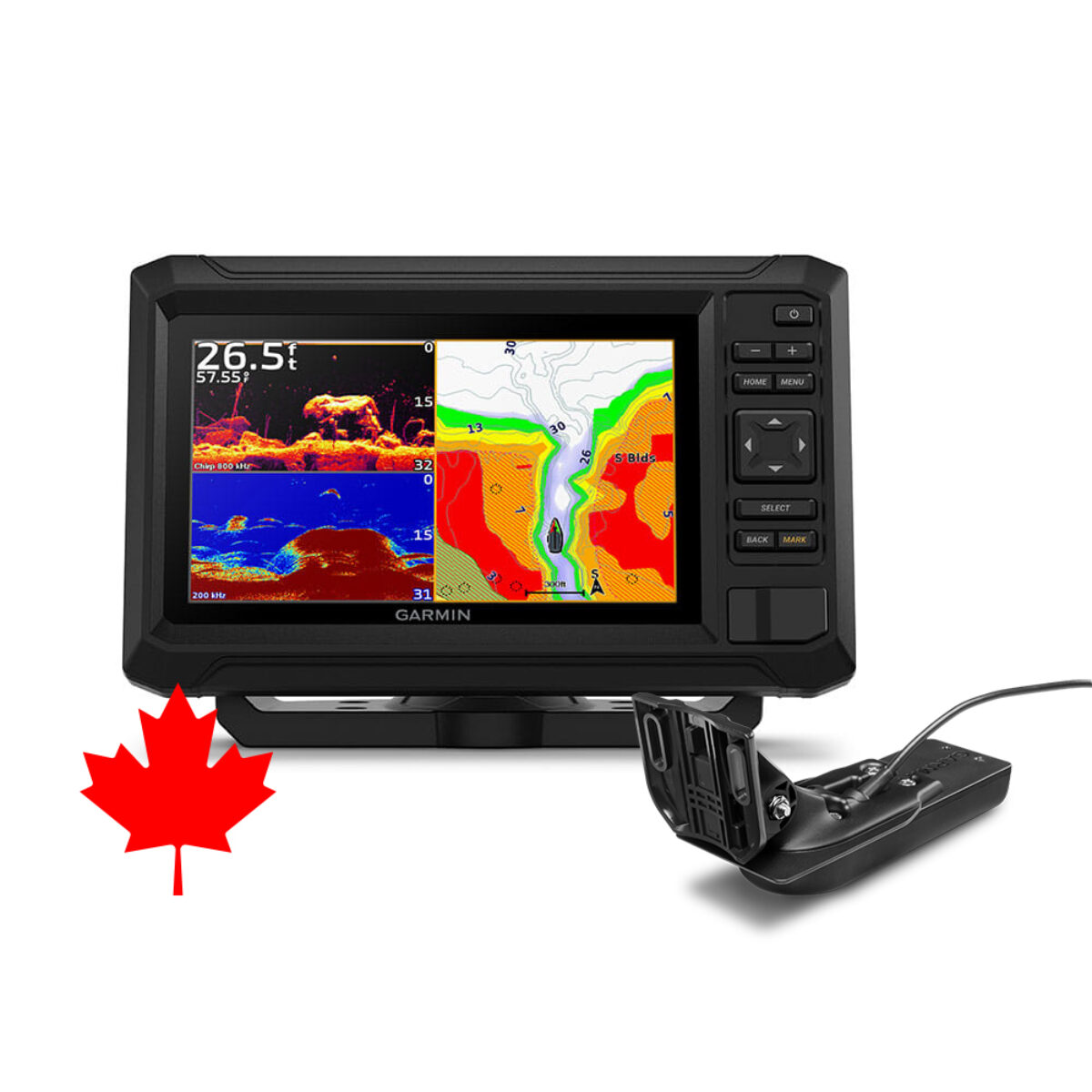 ECHOMAP UHD2 75cv with GT20-TM Transducer and Garmin Navionics+ Canada & Alaska Mapping