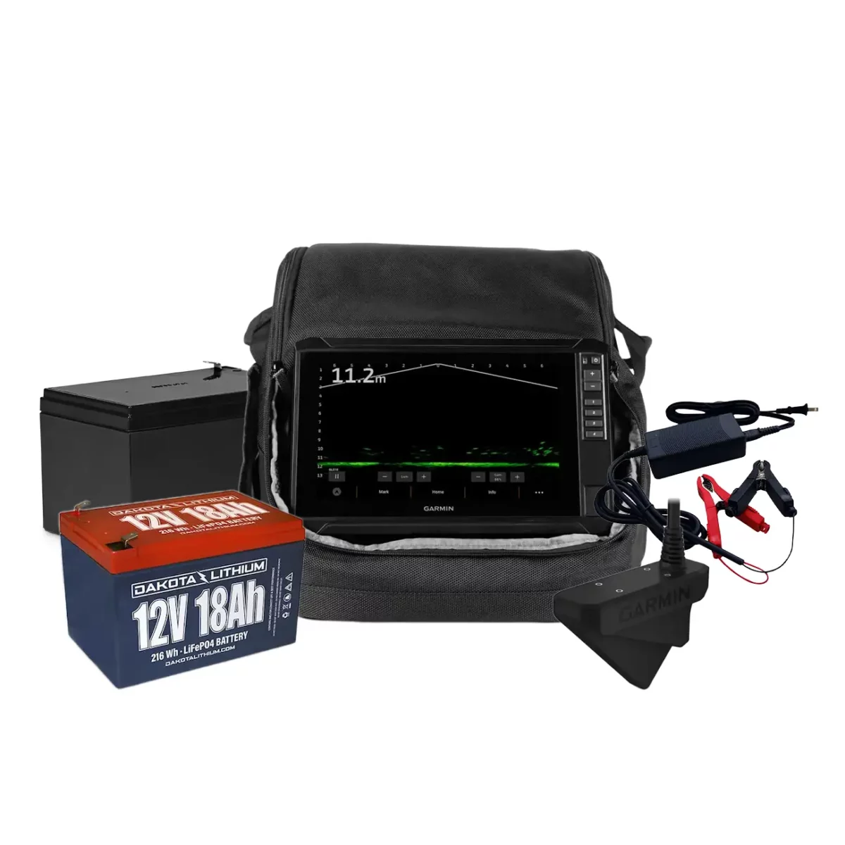 Garmin ECHOMAP UHD2 95sv LiveScope & Dakota Lithium Ice Fishing Bundle