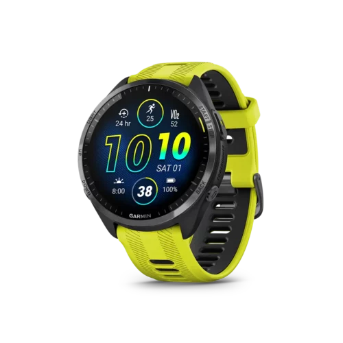 Garmin Forerunner 965 in yellow left angled view