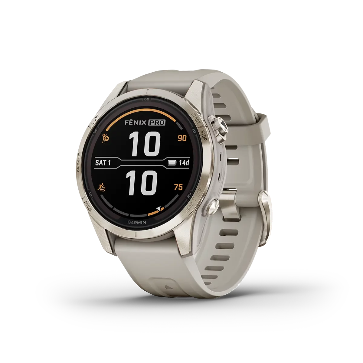fenix 7S Pro Sapphire Solar Edition in Soft Gold with Light Sand Band