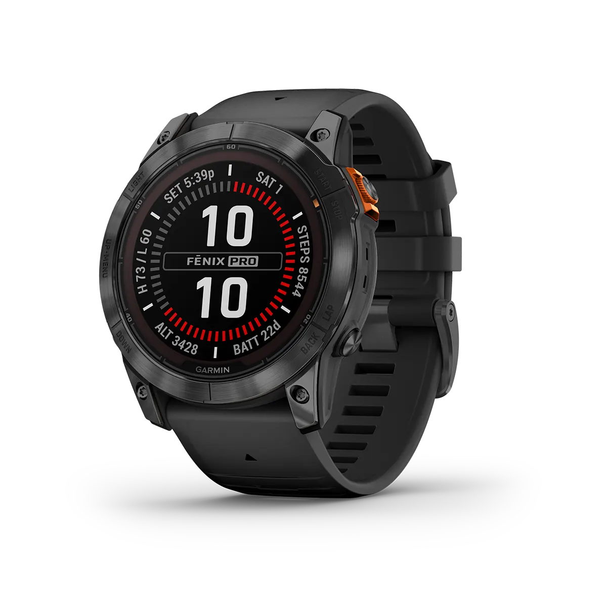 fenix 7X Pro Solar in Titanium with Slate Gray with Black Band