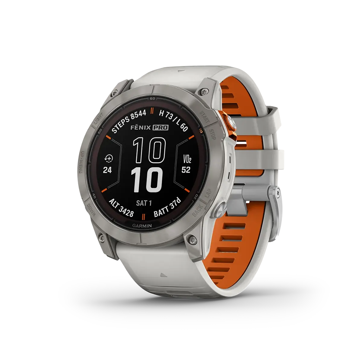 Garmin fenix 7X Pro - Sapphire Solar Edition Titanium with Fog Gray/Ember Orange Band