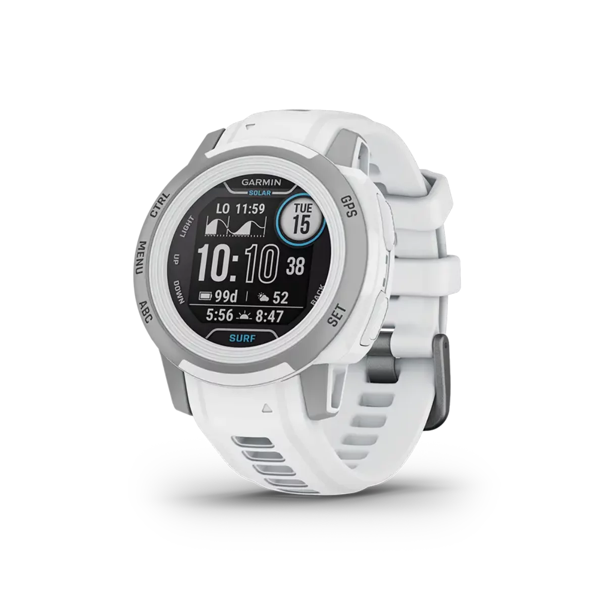 Garmin Instinct2 Solar Surf White angled left