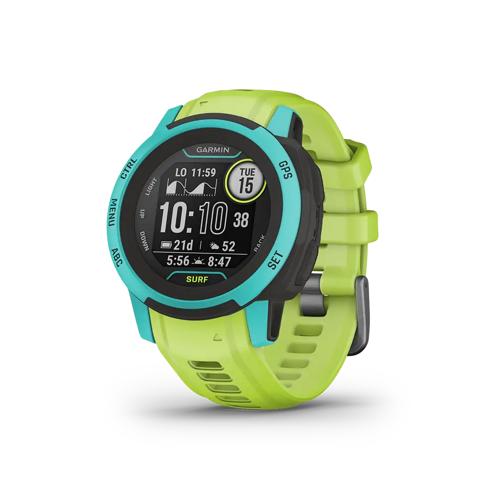 Garmin Instinct 2S Surf green aqua left angled