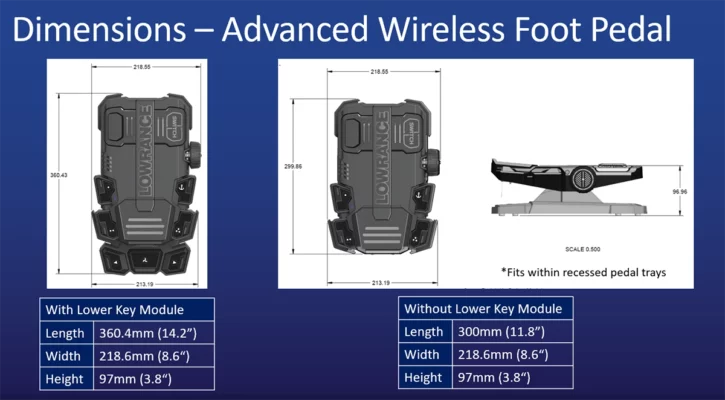 Lowrance Advanced Foot Pedal dimensions