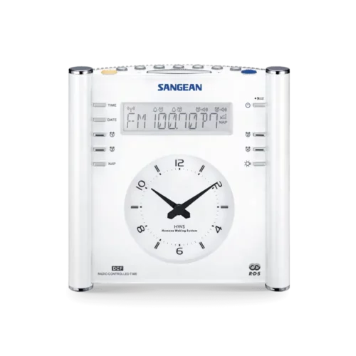 Sangean RCR-3 AM / FM-RBDS / AUX-In Tuning Radio front view with display and clock