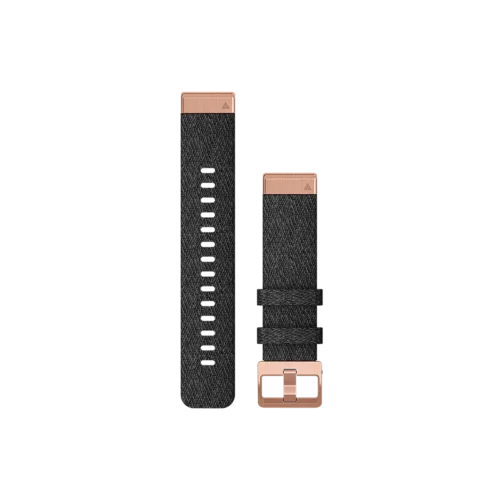 Garmin QuickFit 20 Watch Bands - Heathered Black Nylon with Rose Gold Hardware
