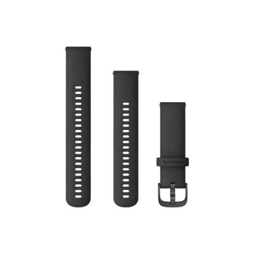 Garmin Quick Release Bands (22m) - Black Silicone with Slate Hardware